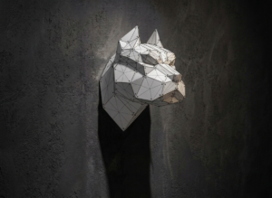 The Ares pitbull head wireframe 3D render
